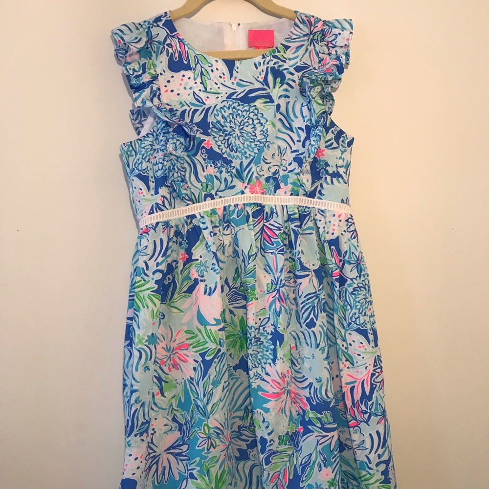 Children’s blue patterned dress.